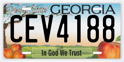 GA license plate CEV4188