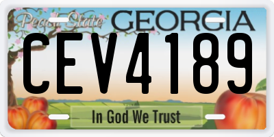 GA license plate CEV4189