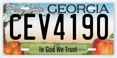 GA license plate CEV4190