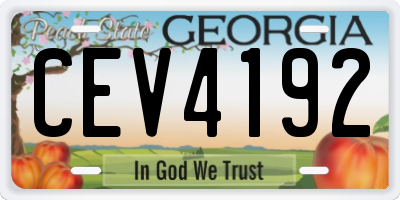 GA license plate CEV4192