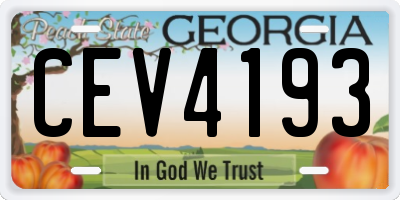 GA license plate CEV4193