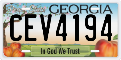 GA license plate CEV4194