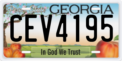 GA license plate CEV4195