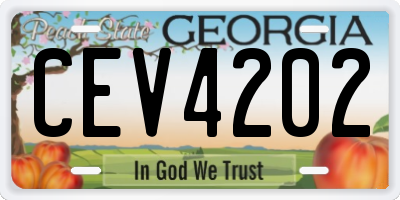 GA license plate CEV4202