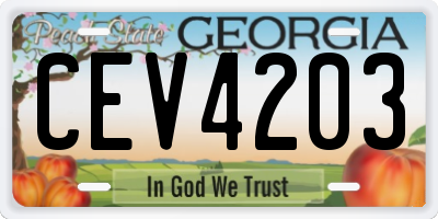 GA license plate CEV4203