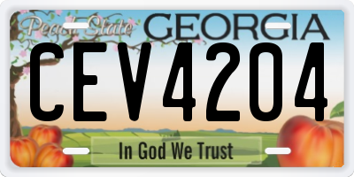 GA license plate CEV4204