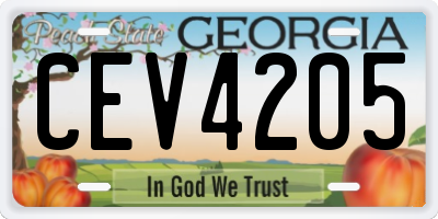 GA license plate CEV4205