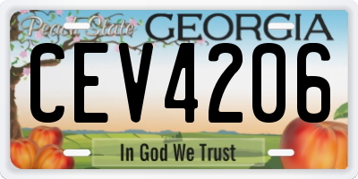 GA license plate CEV4206
