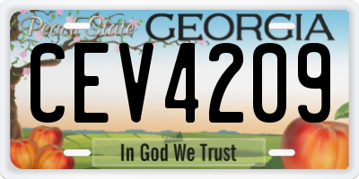 GA license plate CEV4209