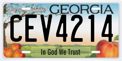GA license plate CEV4214