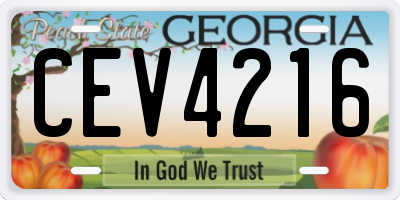 GA license plate CEV4216