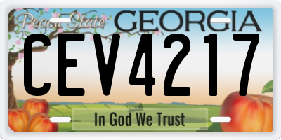 GA license plate CEV4217