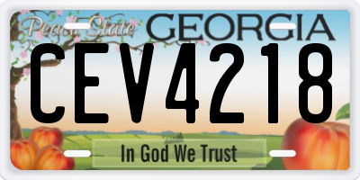 GA license plate CEV4218