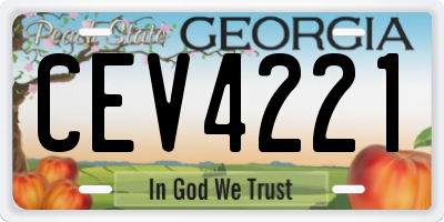 GA license plate CEV4221
