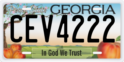 GA license plate CEV4222