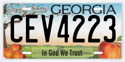GA license plate CEV4223
