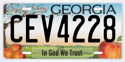 GA license plate CEV4228