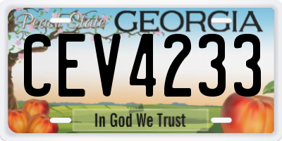 GA license plate CEV4233