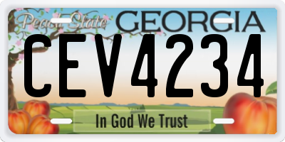 GA license plate CEV4234