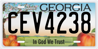 GA license plate CEV4238