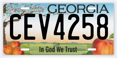 GA license plate CEV4258