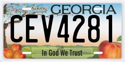 GA license plate CEV4281