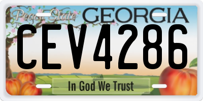 GA license plate CEV4286