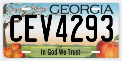 GA license plate CEV4293