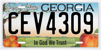 GA license plate CEV4309