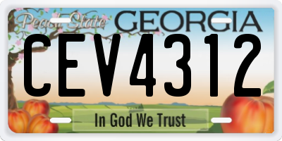 GA license plate CEV4312