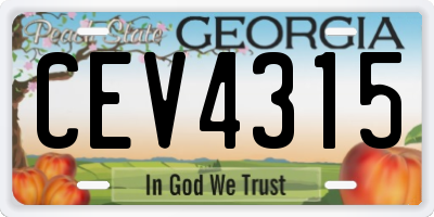 GA license plate CEV4315