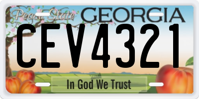 GA license plate CEV4321