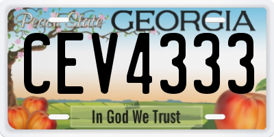 GA license plate CEV4333