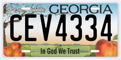 GA license plate CEV4334