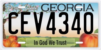 GA license plate CEV4340