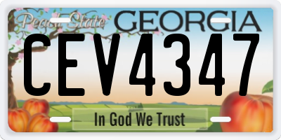 GA license plate CEV4347
