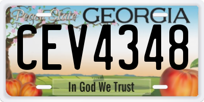 GA license plate CEV4348