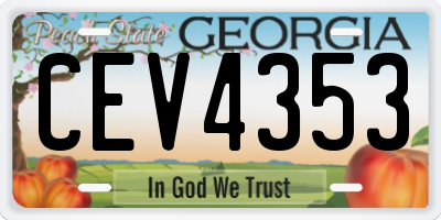 GA license plate CEV4353