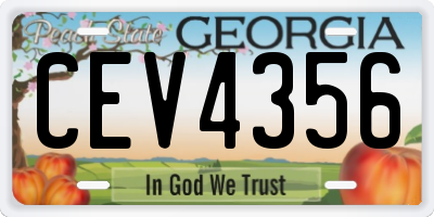 GA license plate CEV4356