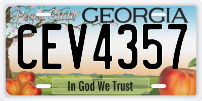 GA license plate CEV4357