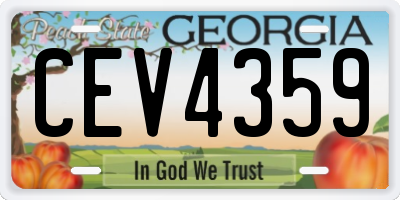 GA license plate CEV4359