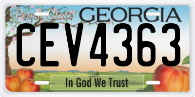 GA license plate CEV4363