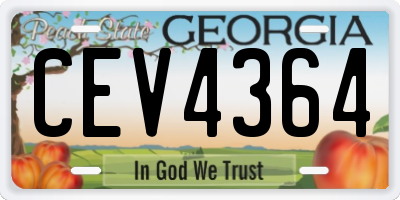 GA license plate CEV4364