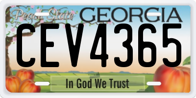 GA license plate CEV4365