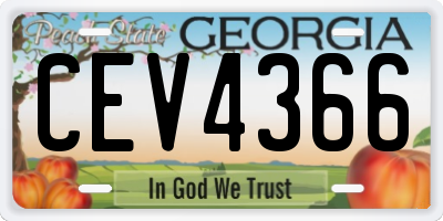 GA license plate CEV4366