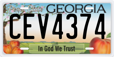 GA license plate CEV4374