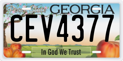 GA license plate CEV4377