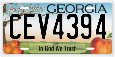 GA license plate CEV4394