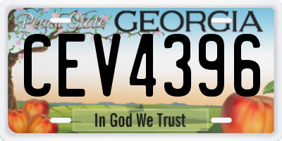 GA license plate CEV4396