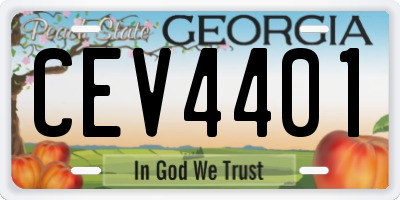 GA license plate CEV4401